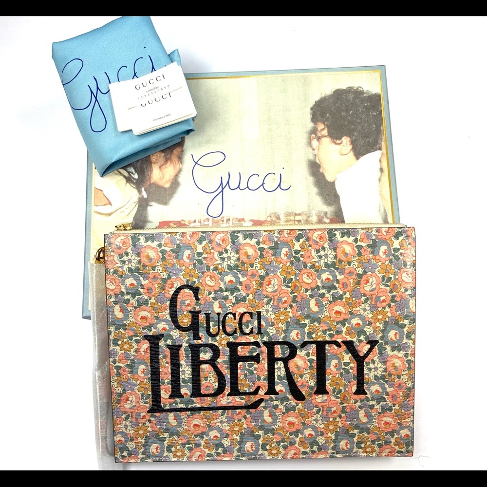 Gucci #636252 "Gucci Liberty" Leather Pouch/Clutch - Picture 8 of 9